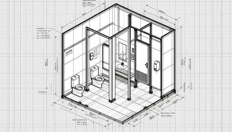 Denah kubikel cubicle toilet gym
