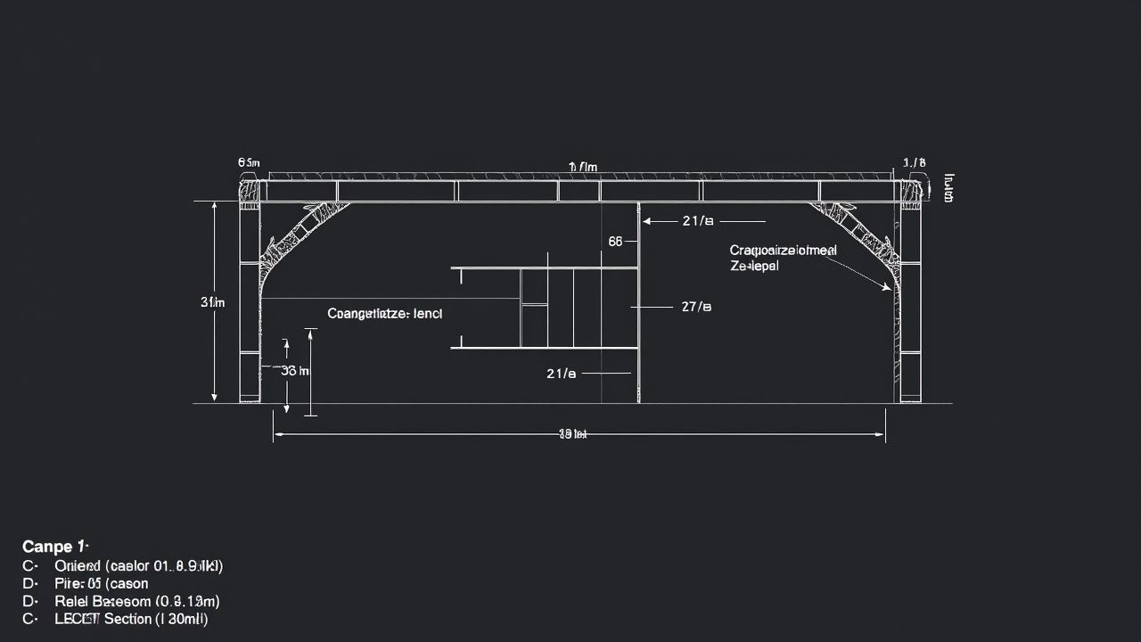 Kanopi baja ringan C75 steel frame rafter spacing technical diagram galvalume coating